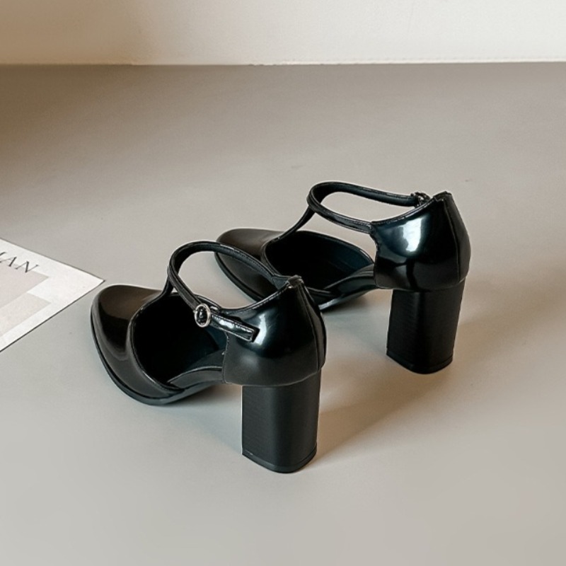 Mary Jane Shoes Black High Hee - Leather Classic Strap review and price