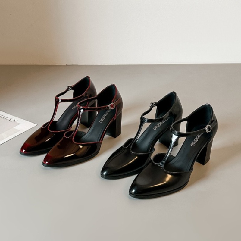 Mary Jane Shoes Black High Hee - Leather Classic Strap review and price