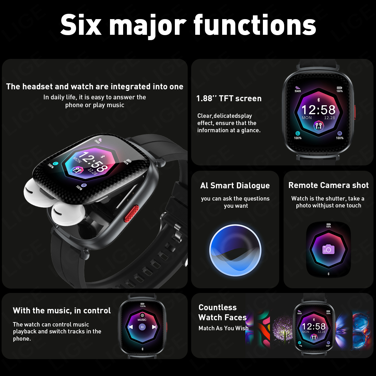 LIGE TWS Earphone Smartwatch 1 - Smartwatch Headset review and price