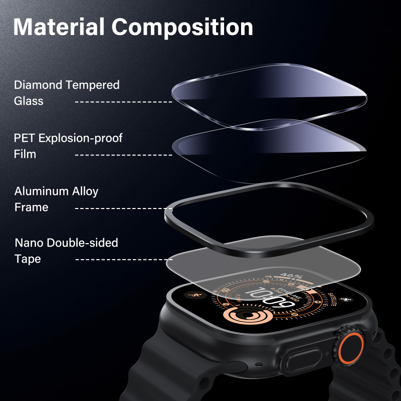 Aluminium Alloy Case+Tempered  - Smartwatch Straps & Accessories review and price