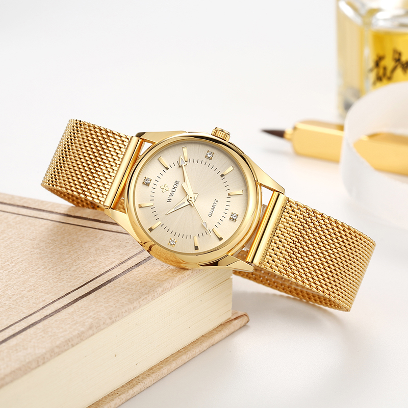 WWOOR Luxury Brand Dress Gold  - Stainless Mesh Band review and price