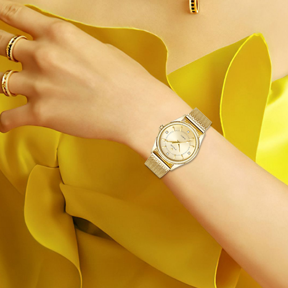 WWOOR Luxury Brand Dress Gold  - Stainless Mesh Band review and price